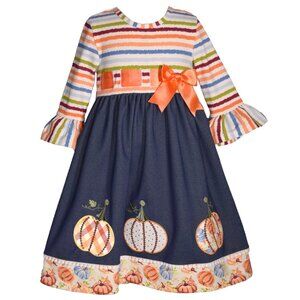 NEW Bonnie Jean Girls 2T-6X Pumpkin Thanksgiving Harvest Dress